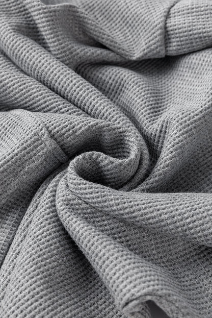 Sweat à capuche surdimensionné gris en tricot gaufré doublé polaire