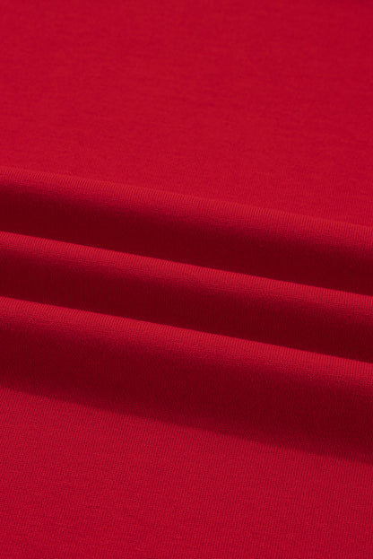 Fiery Red Contrast Striped Detail Varsity Sweatshirt