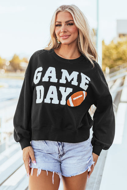 Sweat-shirt noir à imprimé graphique GAME DAY