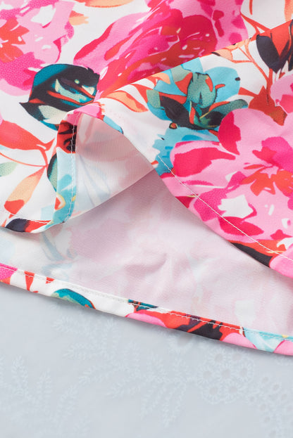 Chemisier à imprimé floral et manches flottantes à volants