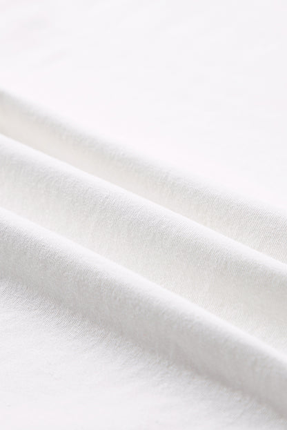 White Rainbow Stripe Print Contrast Crewneck T Shirt