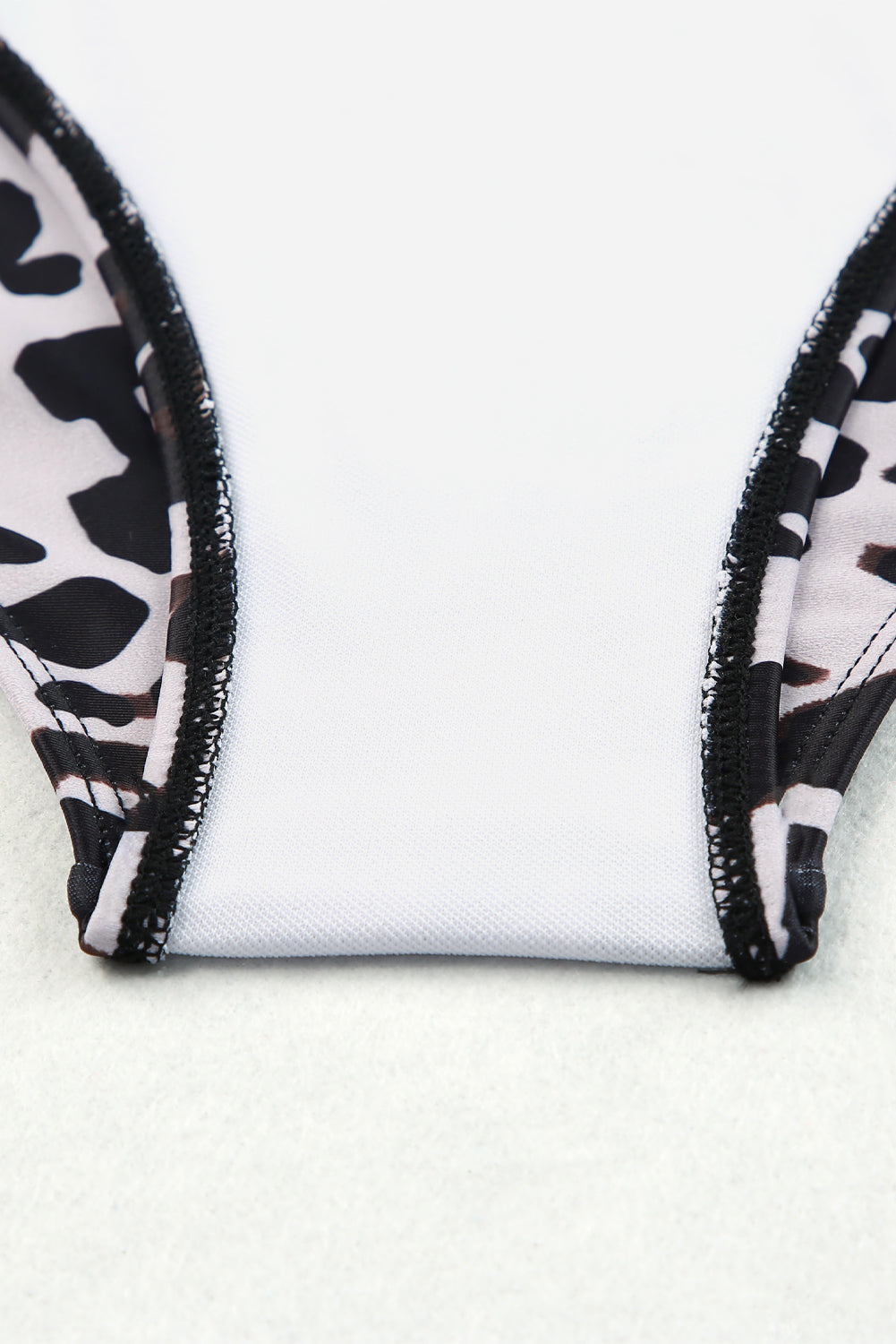 Traje de baño tankini con tiras y escote de muesca en contraste de cintura alta