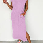 Wisteria Mineral Wash Pocketed T-shirt Long Dress