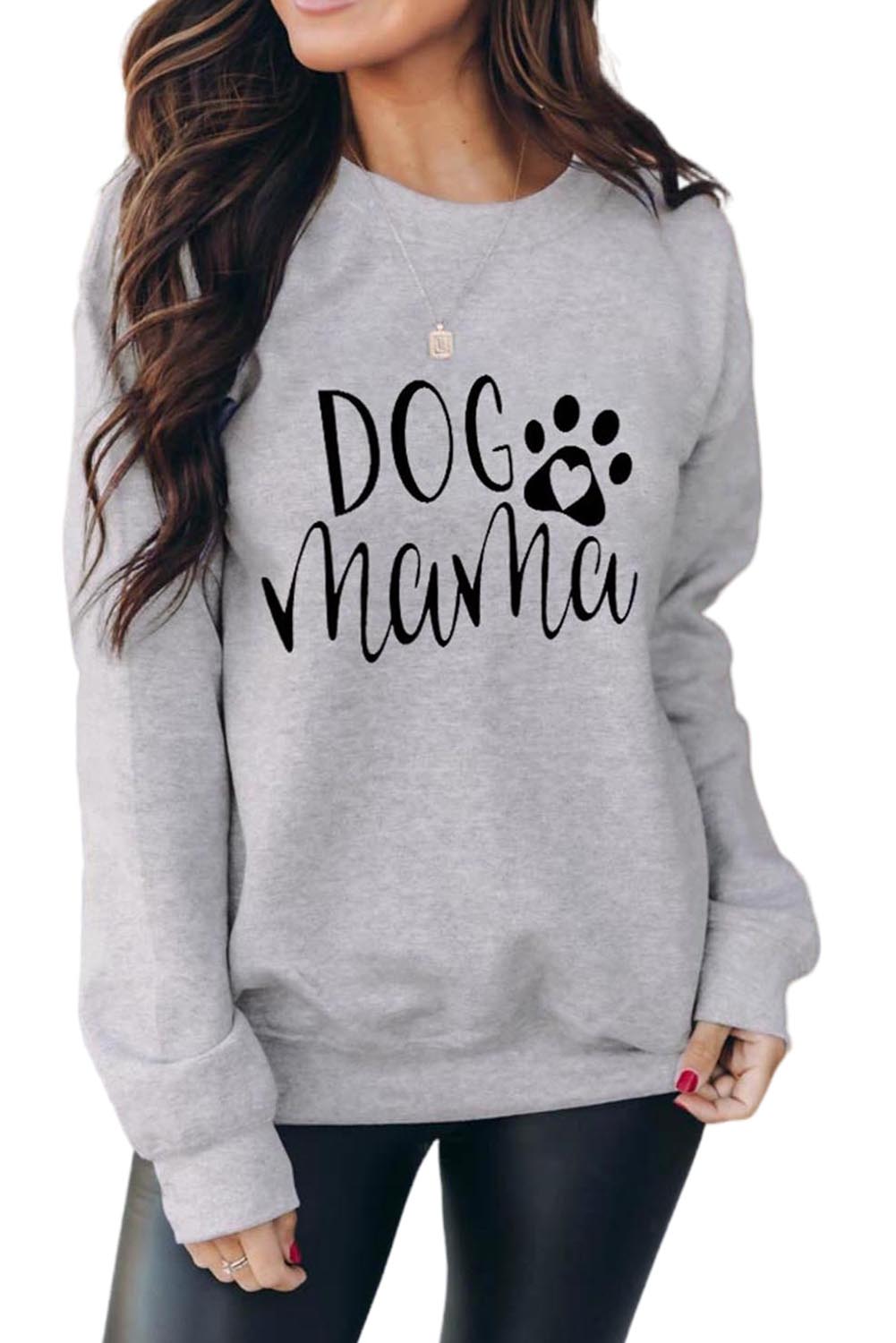Dog MAMA Graphic Print Long Sleeve Sweatshirt