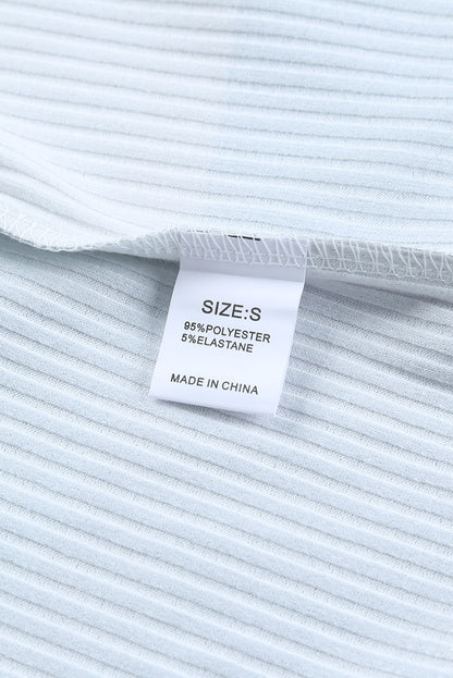 Color Block Ribbed Long Sleeve Top with Pocket