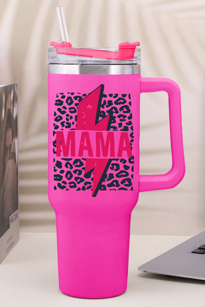 Tasse isotherme en acier inoxydable à imprimé léopard Mama avec poignée 40 oz