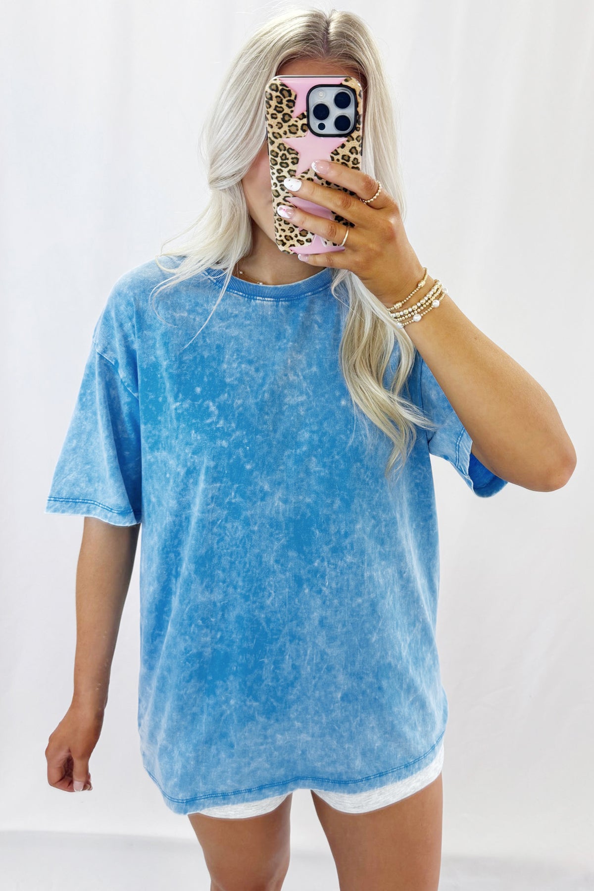 Blue Mineral Washed Oversized Tee