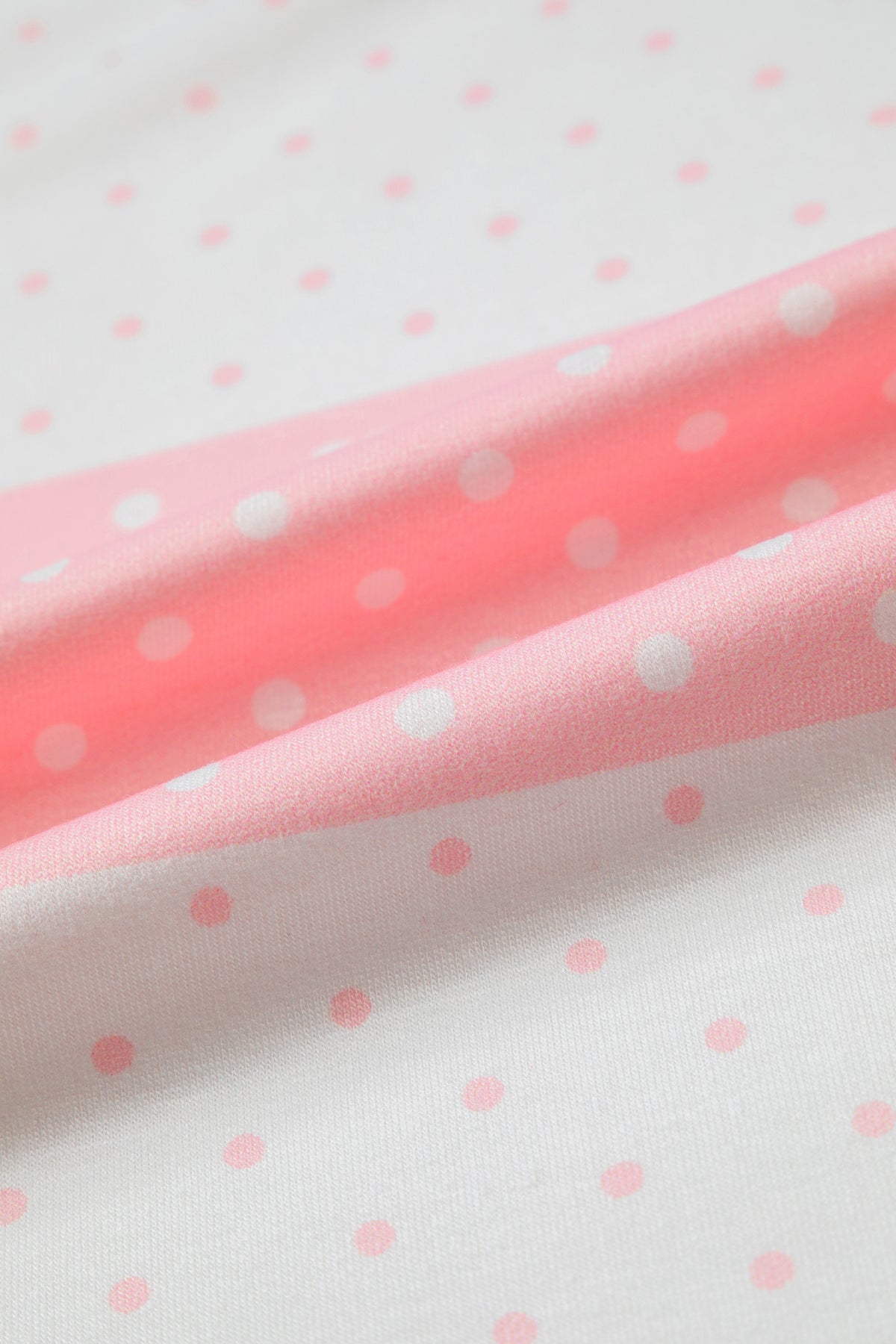 Pink Polka Dot Patchwork Colorblock Long Sleeve Top