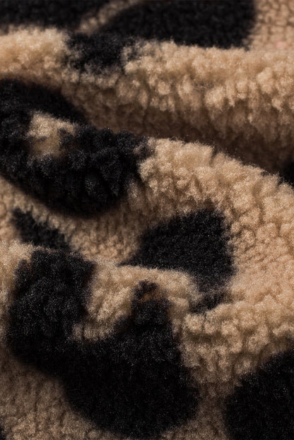 Veste Teddy léopard à bordure contrastante