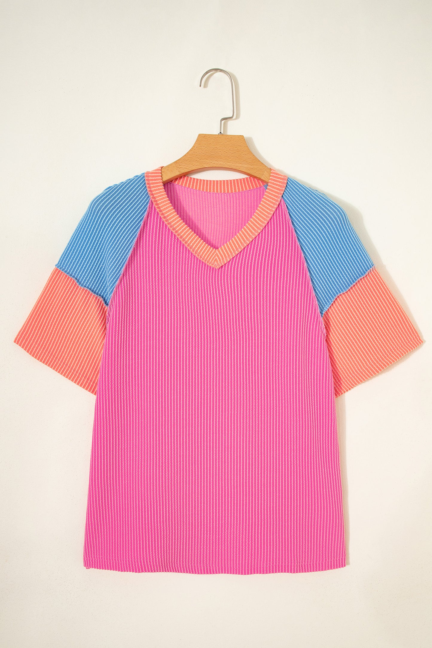 Aruba Blue Color Block Twisted Ribbed Tee