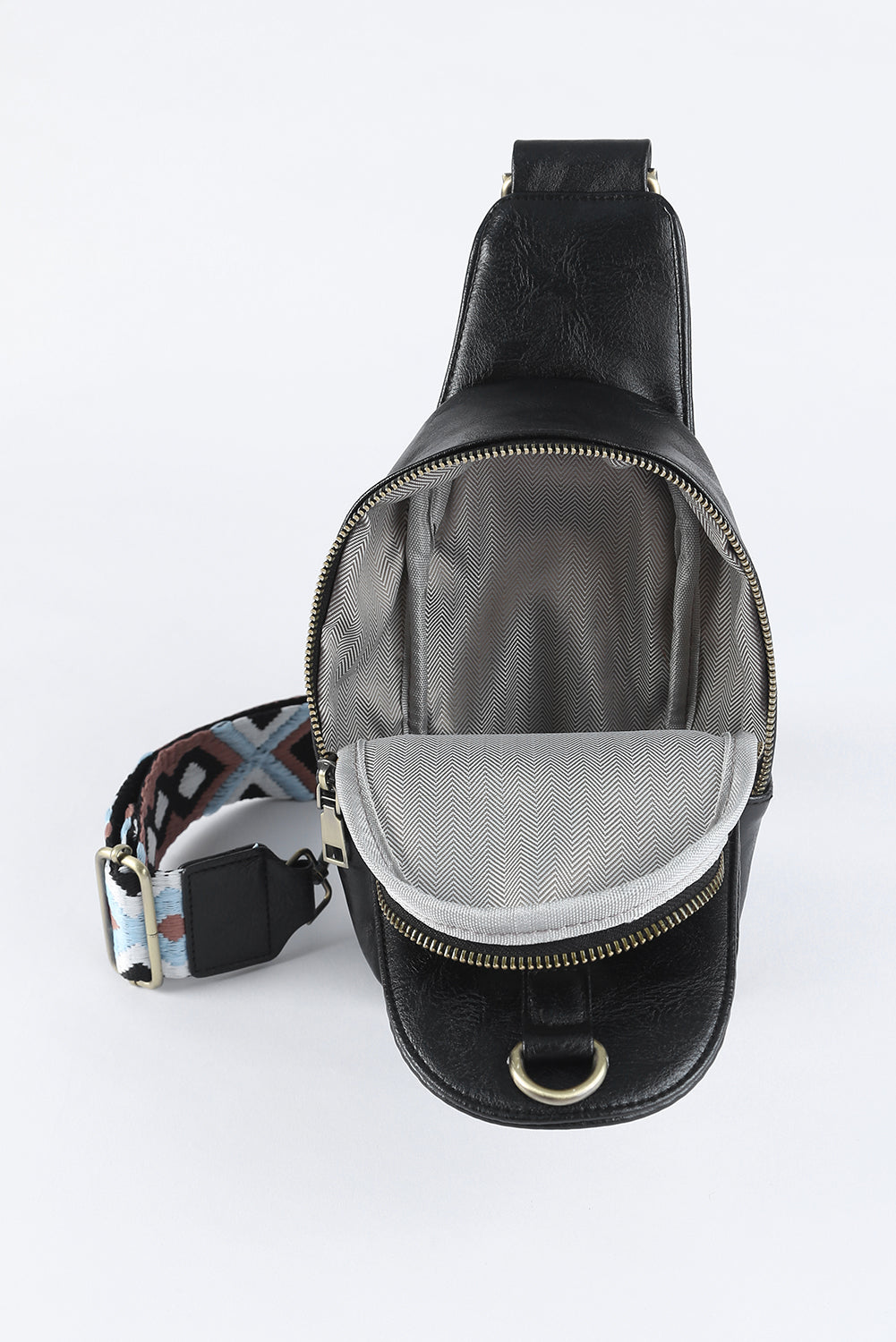 Bolso bandolera de piel sintética con cremallera