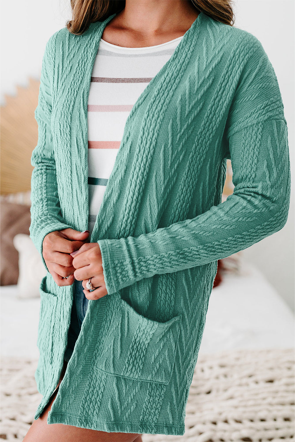 Cardigan ouvert à texture unie Canton avec poche