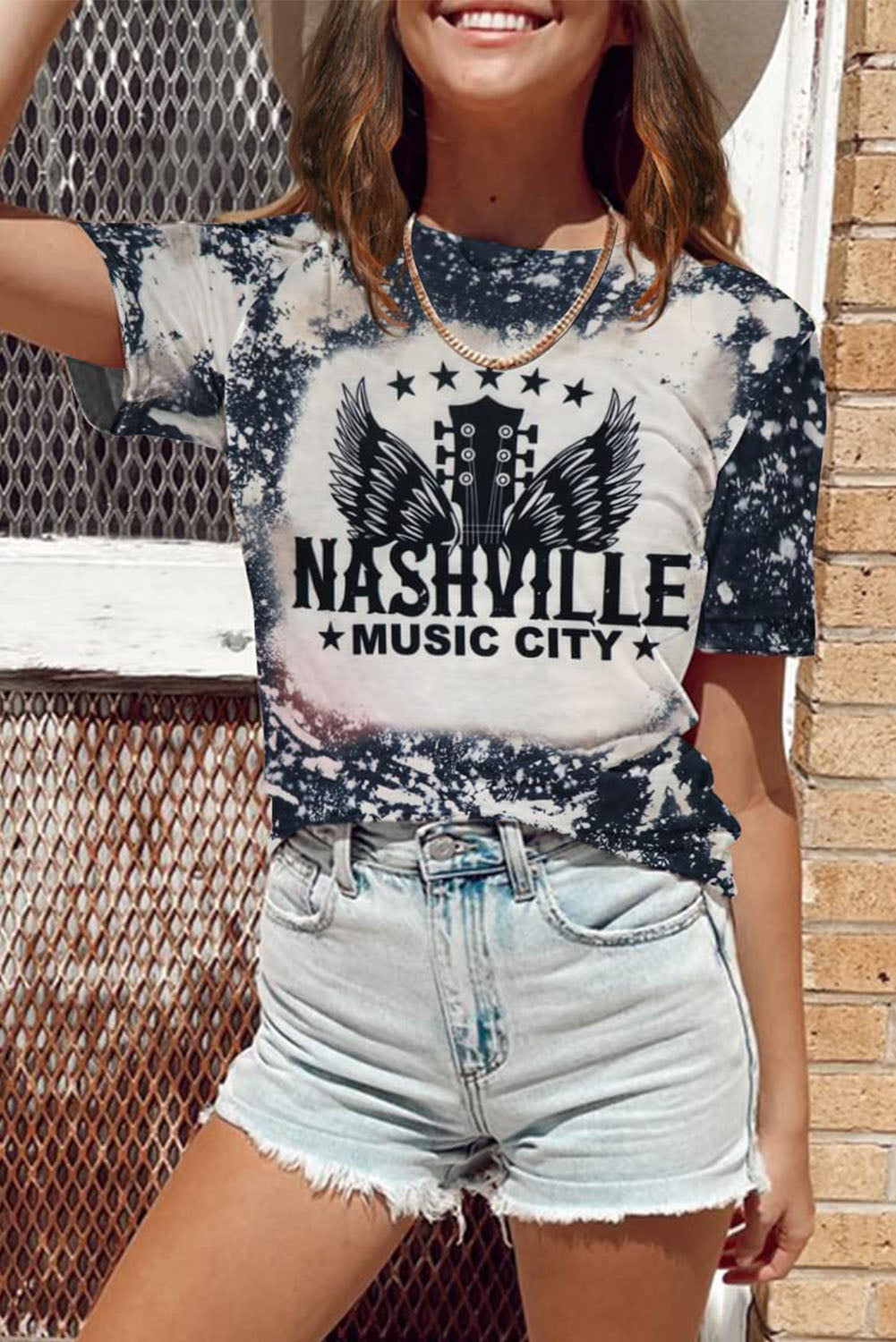 Haut à manches courtes multicolore à imprimé léopard et lettres LIGHT