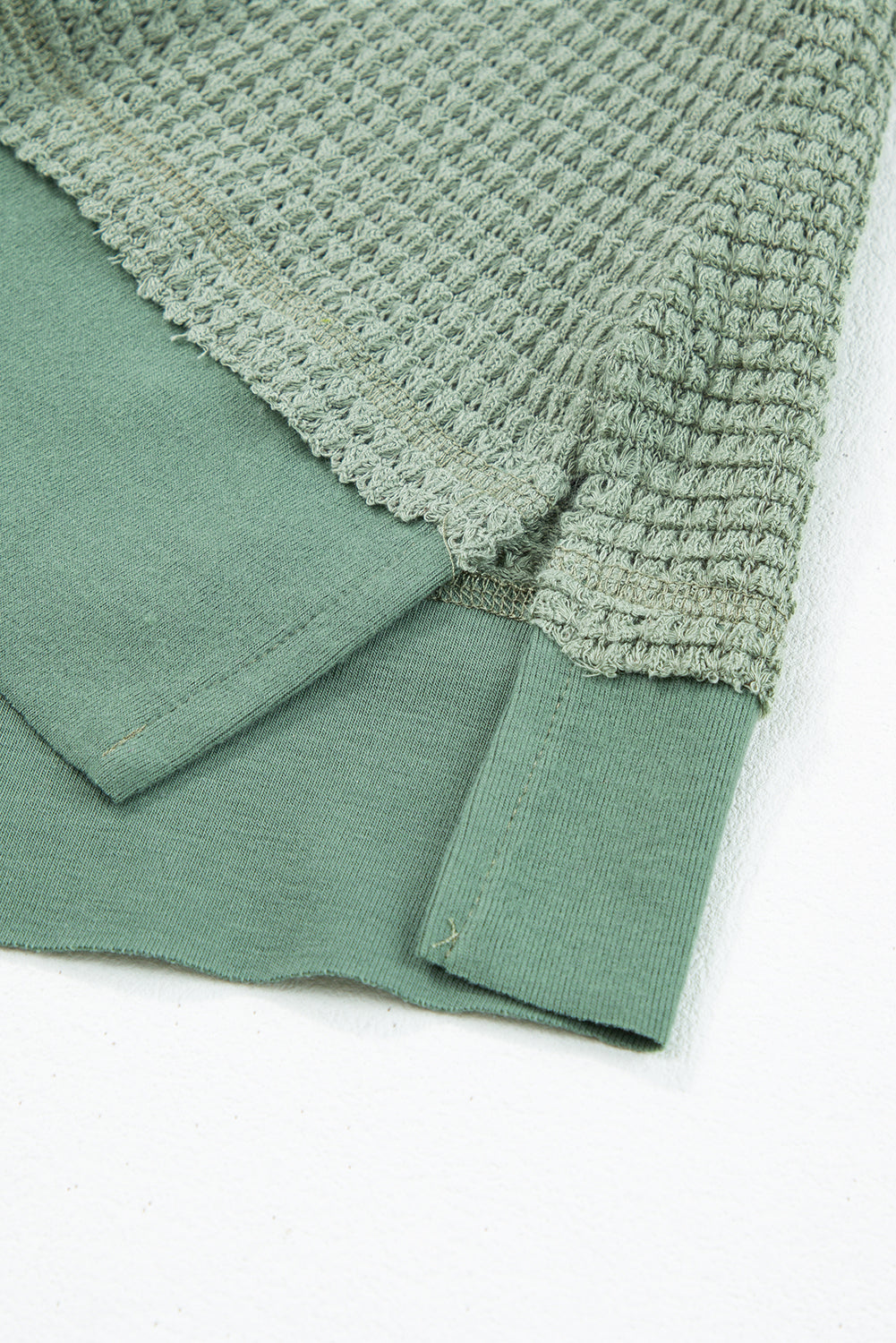 Gilet fluide en tricot gaufré à col rond vert d'eau