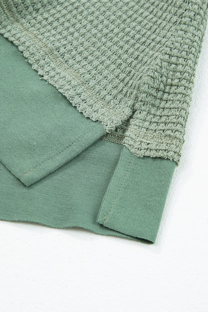 Gilet fluide en tricot gaufré à col rond vert d'eau
