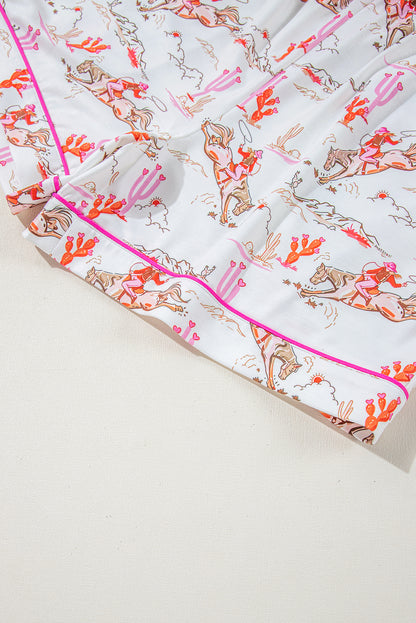 Ensemble de pyjama blanc à imprimé cowgirl country