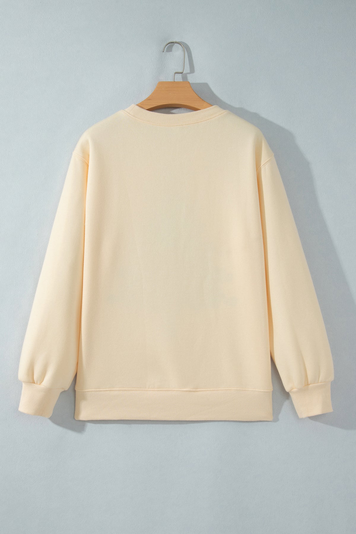 Apricot Merry Christmas and Happy New Year Embroidered Holiday Slogan Sweatshirt
