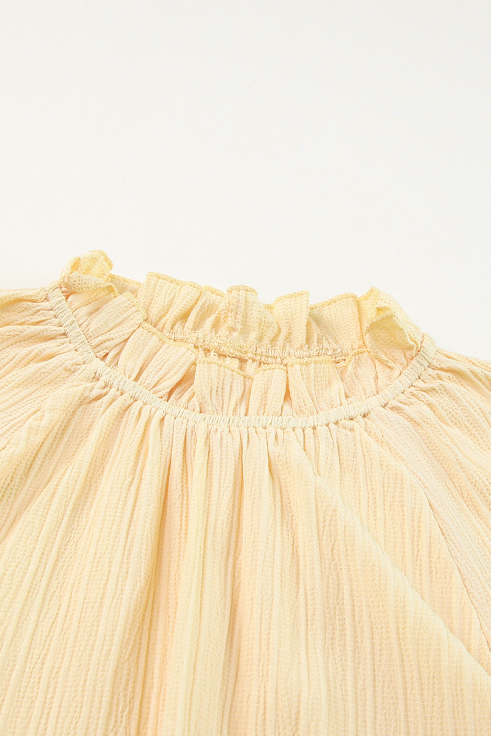 Blusa con volantes y cuello simulado con manga de burbuja ondulada verde 