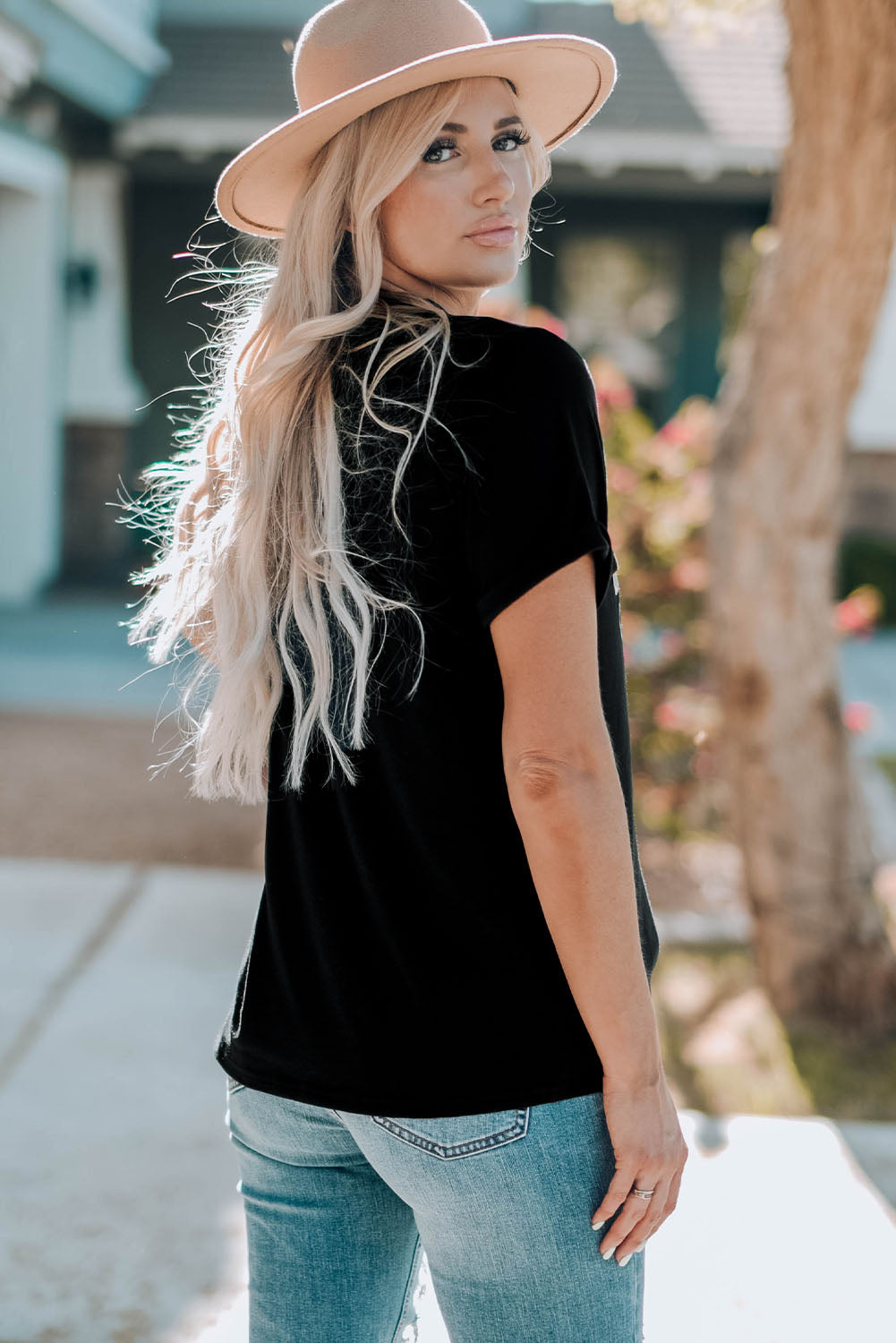 T-shirt graphique chenille noir MAMA 