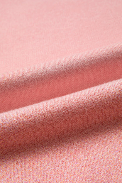 Gossamer Pink Drop Shoulder Round Neck Towel Embroidery Slogan Pullover Sweater