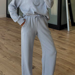 Beau Blue Half Zip Thumbhole Sleeve Hoodie Active Pants 2pcs Outfit