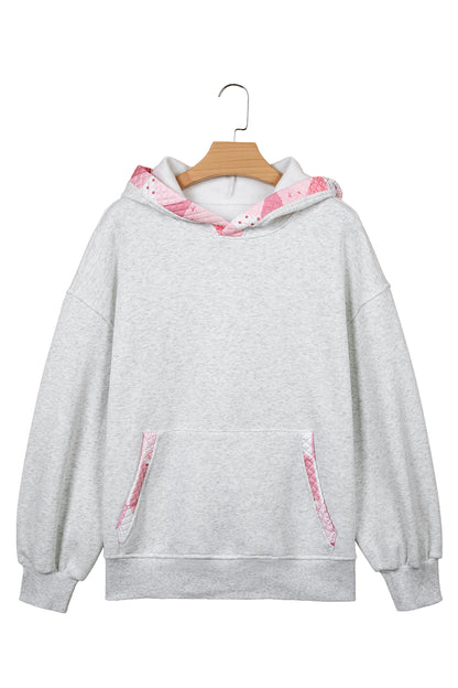 Gray Contrast Patchwork Oversized Hoodie