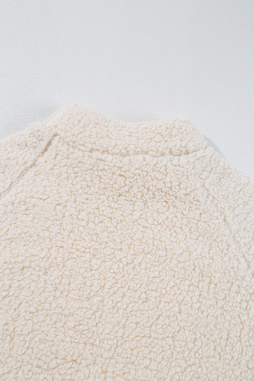 Sweat-shirt blanc uni en polaire à col montant et épaules tombantes