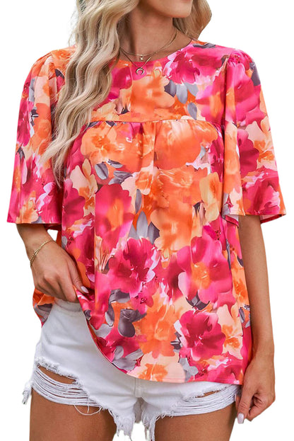 Blusa de manga ancha con estampado floral 