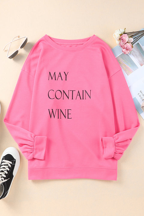 May Contain Wine Crew Neck Plus Size Sweatshirt