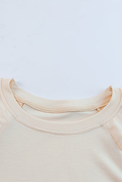 T-shirt uni à manches courtes et volants superposés 