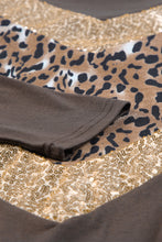 Chevron Sequin Leopard Splicing Long Sleeve Top