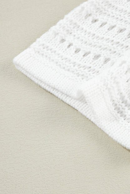 Cardigan ouvert à manches bracelet en tricot pointelle blanc