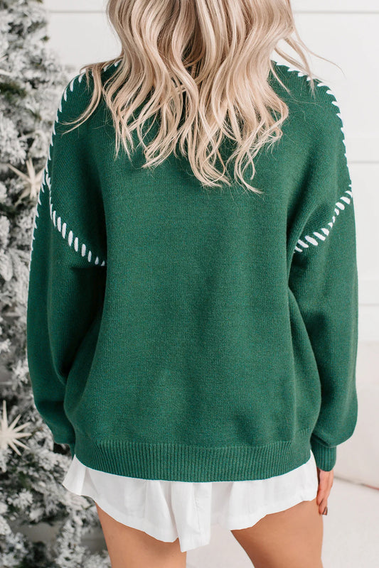 Evergreen Santa Baby Towel Embroidery Christmas Slogan Pullover Sweater