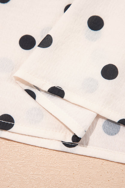 White Polka Dot Ruffled Slit Maxi Skirt