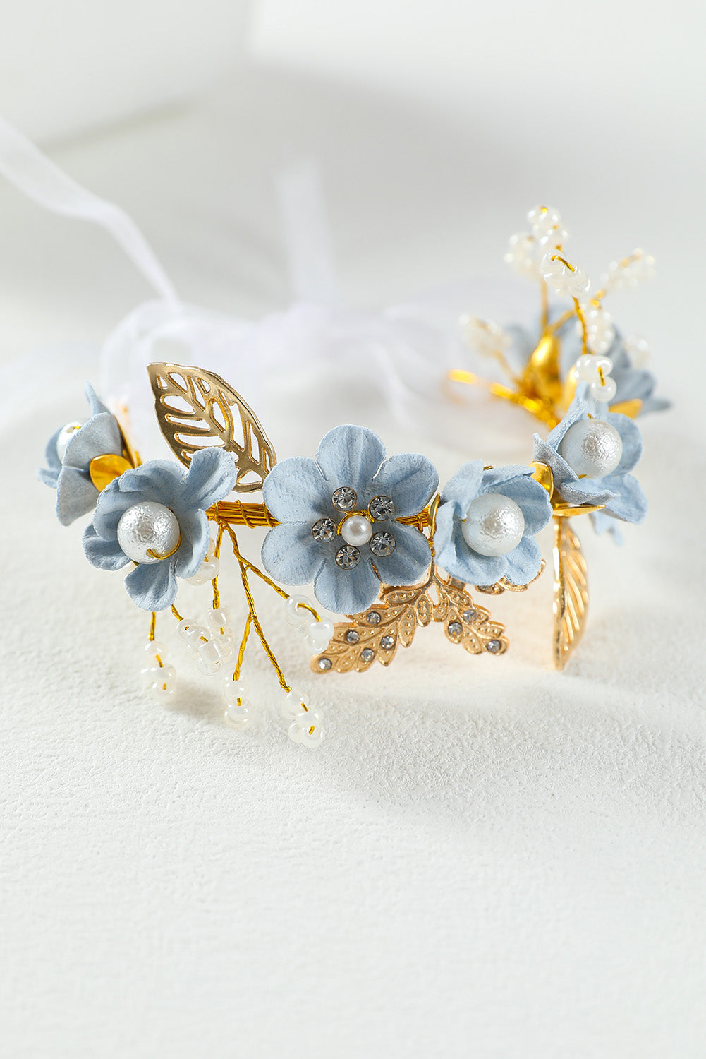 Alloy Flower Ribbon Tie Wedding Bracelet