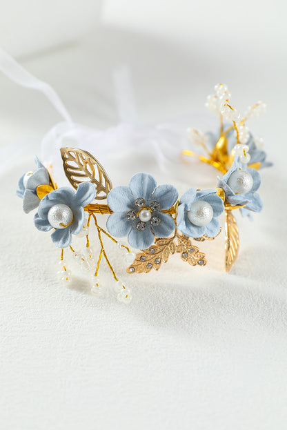 Alloy Flower Ribbon Tie Wedding Bracelet