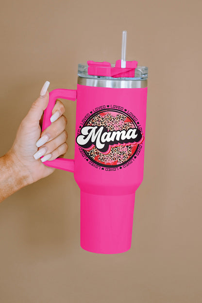 Tasse isotherme en acier inoxydable à imprimé léopard Mama avec poignée 40 oz