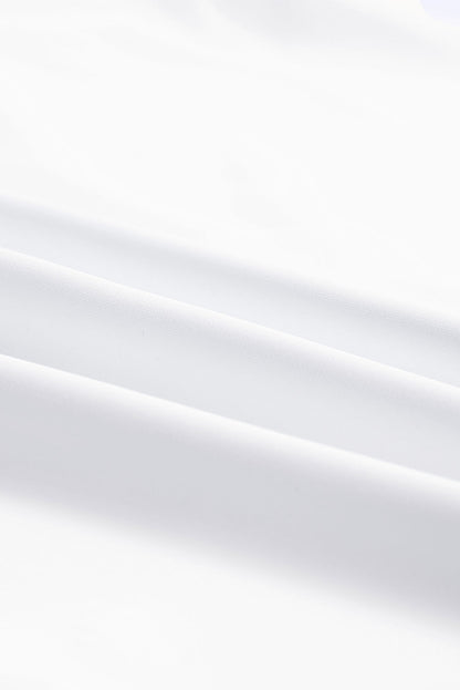 Blusa con cuello en V y media manga de color liso