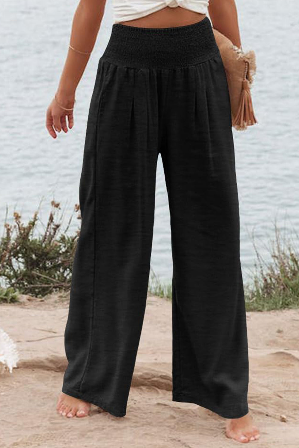 HN Women Plus Size Wide Legs Pants with Belt Elastic Waist Palazzo Pan –  Hanna Nikole