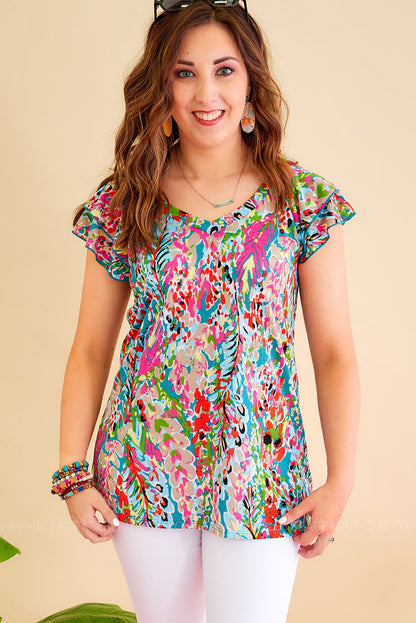 T-shirt ample à fleurs peintes 