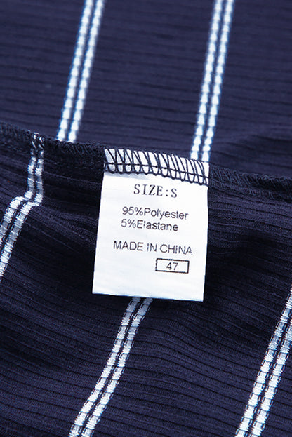 Pull rayé en tricot côtelé à poignets color block