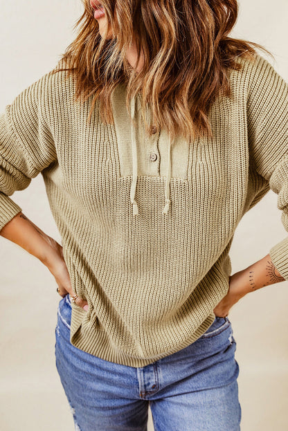 Pull à capuche col V Henley 