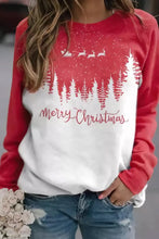 Red Merry Christmas Reindeer Tree Graphic Pullover Sweatshirt