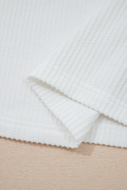 White USA Graphic Half Sleeve Loose Ribbed Top