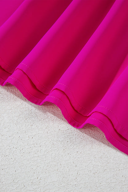 Chemisier tunique surdimensionné à col bateau et blocs de couleurs rouge rose