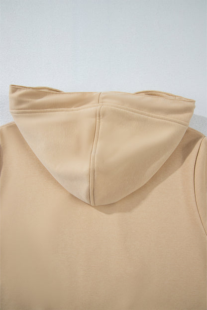 Parchment Zipped Pocket Cozy Drawstring Hoodie