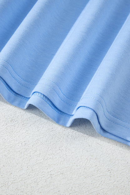 T-shirt décontracté à rayures bleues Beau Patch sur le devant