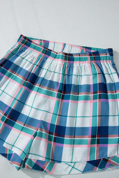 Ensemble 2 pièces chemise et short à carreaux bleus