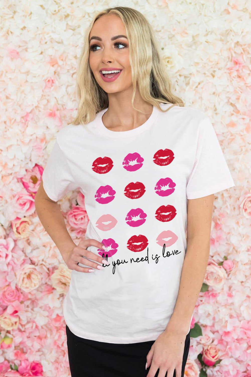 all you need is love Valentines Kisses Graphic Tee
