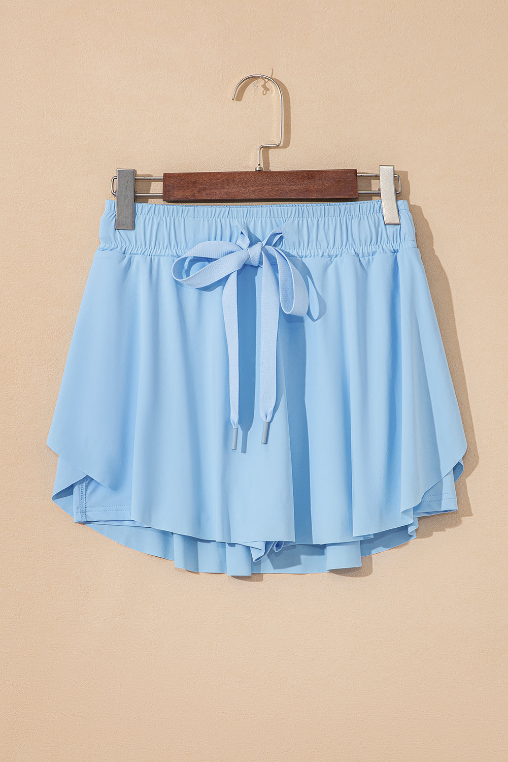 Sky Blue Drawstring Elastic Waistband Lined Tennis Skorts